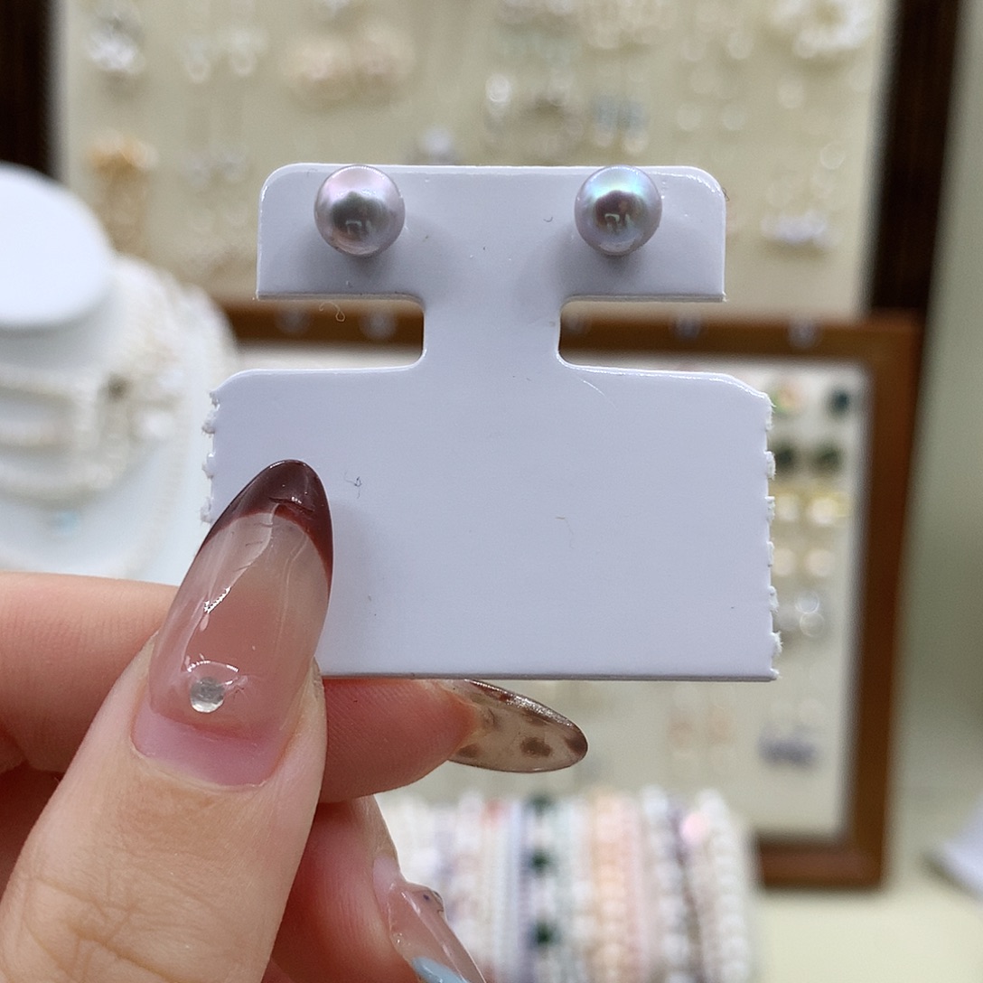 耳饰银S925镶嵌淡水珍珠