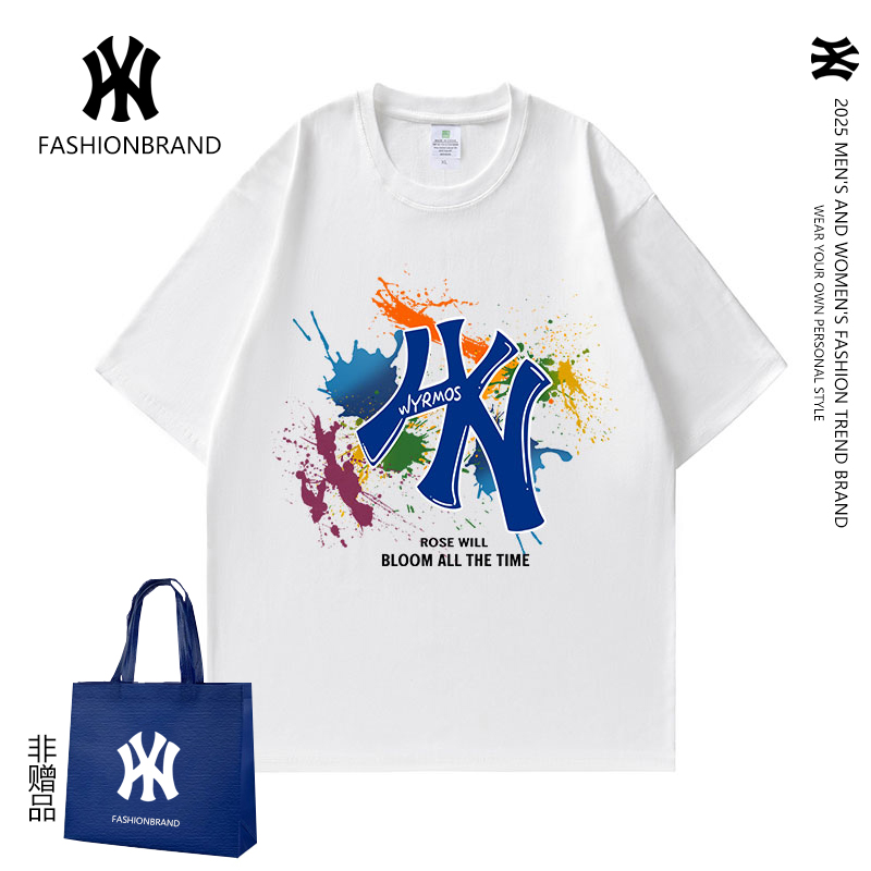 WY夏季潮牌纯棉休闲潮流上衣2025情侣同款T恤男女同款