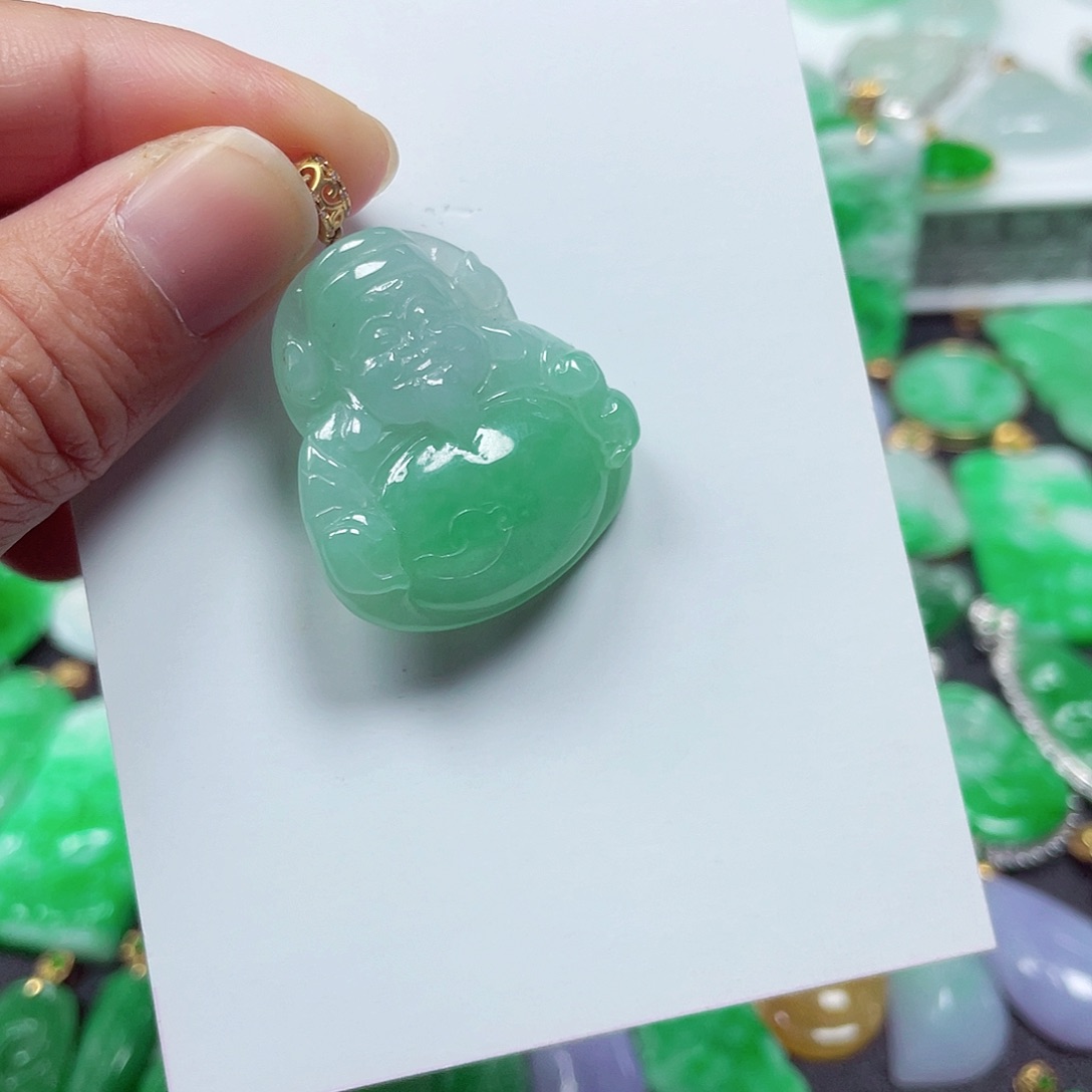 吊坠(不含链)18K金镶嵌翡翠