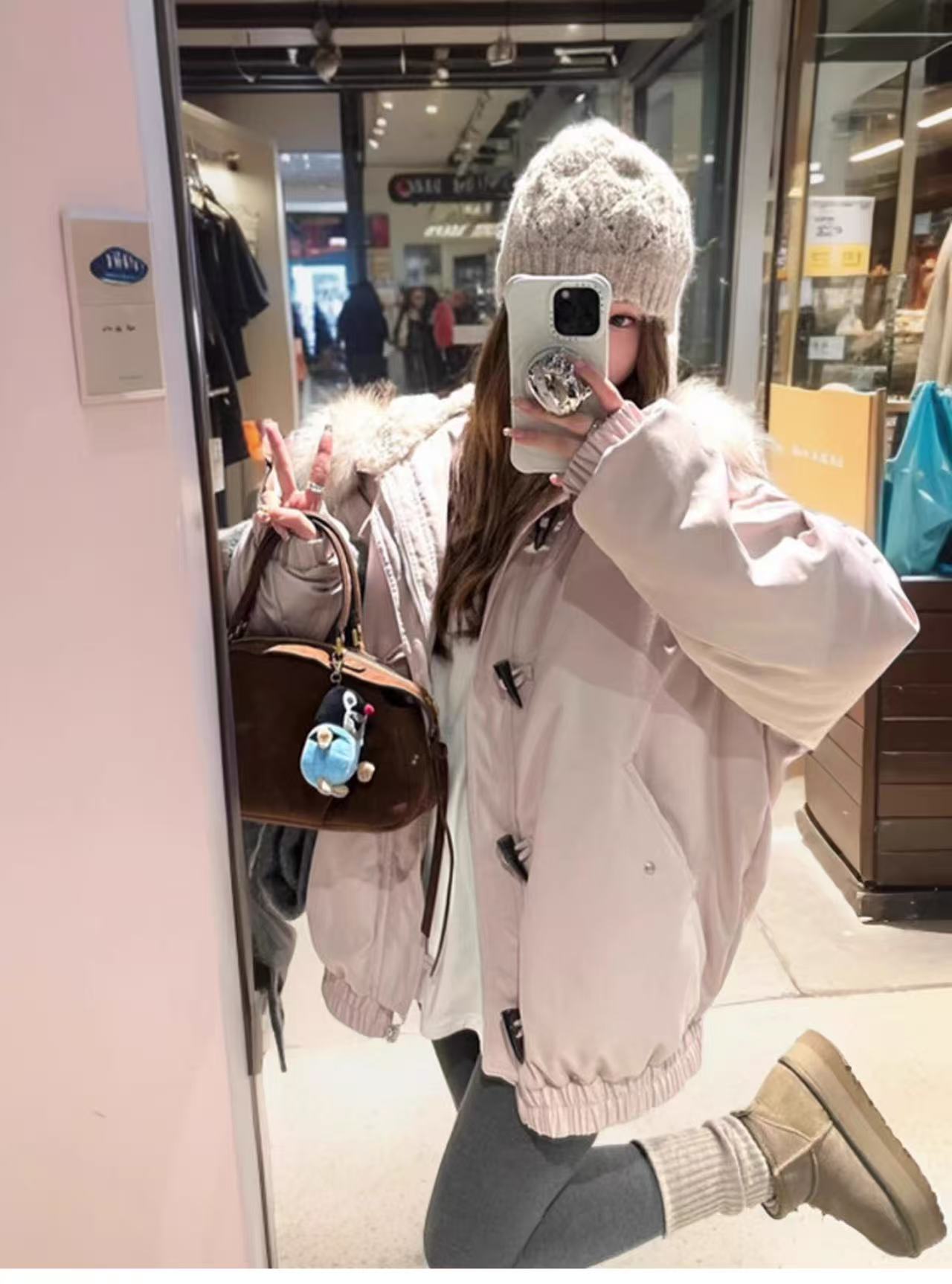 美式复古牛角扣棉服百搭休闲宽松大毛领韩版网红连帽棉衣外套防寒