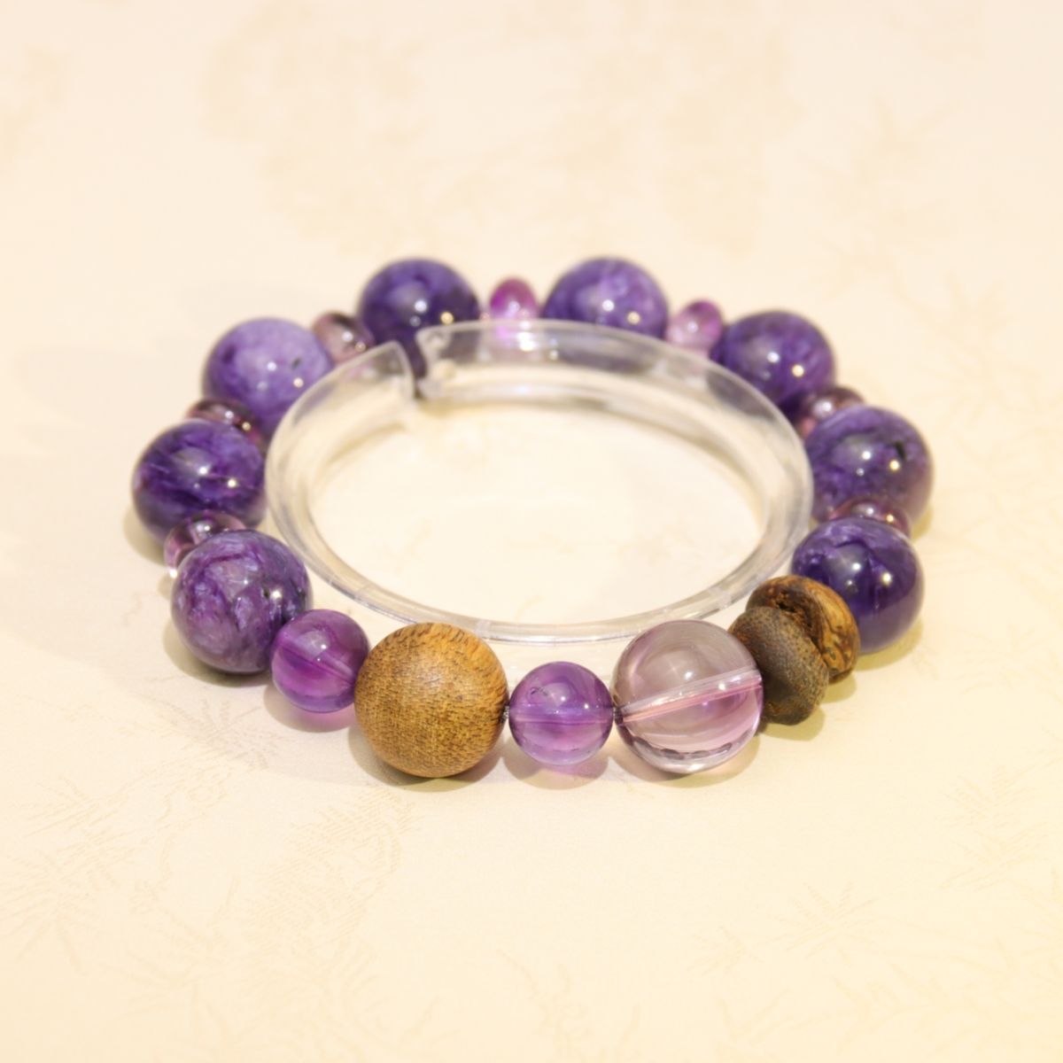 沉香<紫罗兰花园>13mm水晶紫龙晶多宝种植奇楠沉香手串