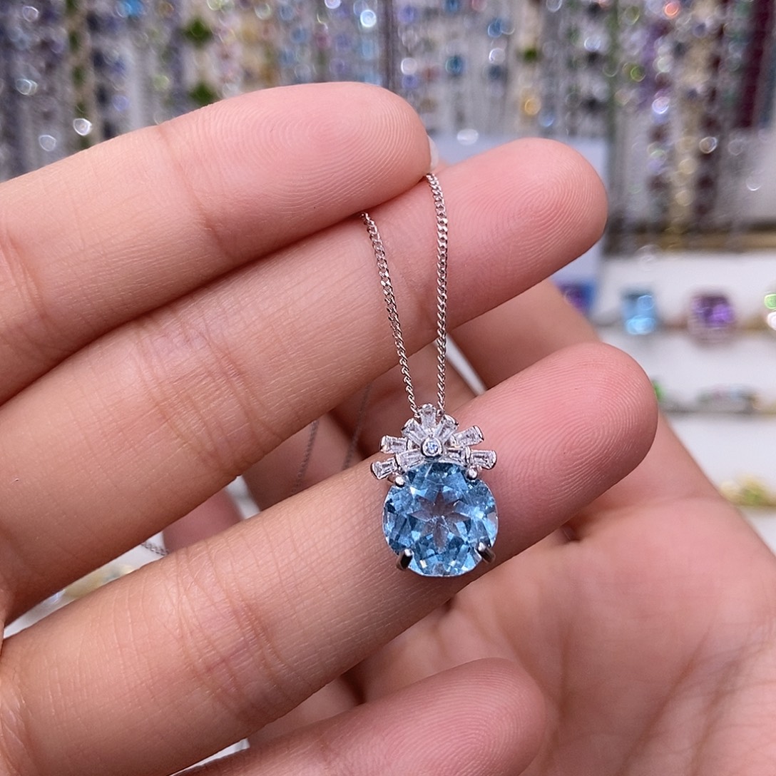 托帕石颈饰银S925镶嵌