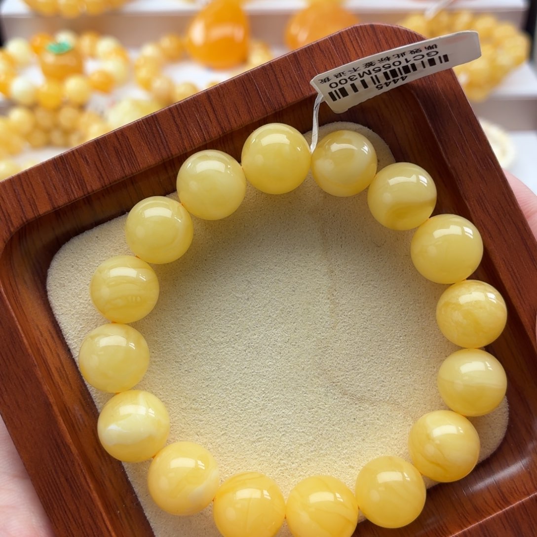 琥珀未镶嵌裸石B145焦皮浓蜡妖花手串卡12+