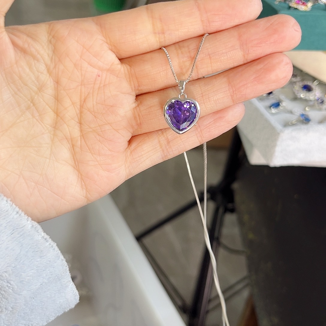 颈饰彩色蓝宝石银S925镶嵌