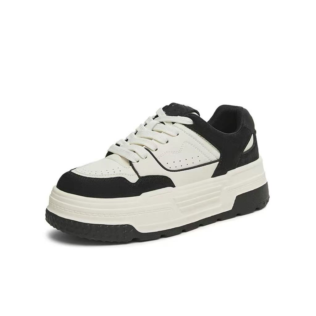 【表弟严选】C8709   米白/黑  时尚百搭厚底圆头小白鞋 休闲板鞋