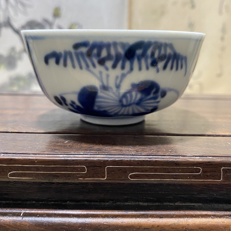 濑户青花三其亭缠枝龙纹手绘花卉主人杯釉下彩茶杯品茗杯茶具陶瓷