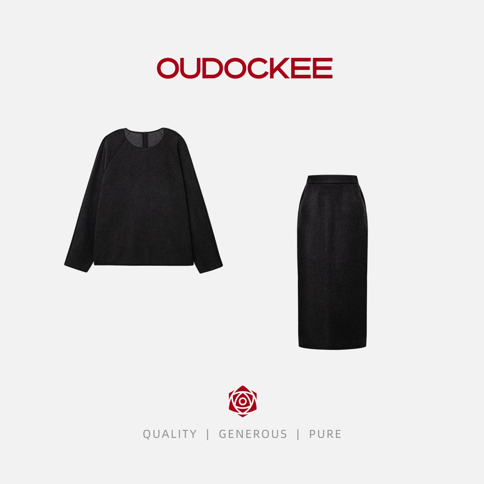 OUDOCKEE 鸥鸥【绵羊毛】小富婆套装 休闲毛呢慵懒设计 EACE894T