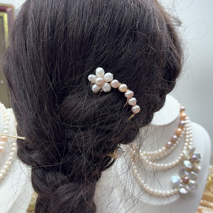 淡水珍珠发饰合金