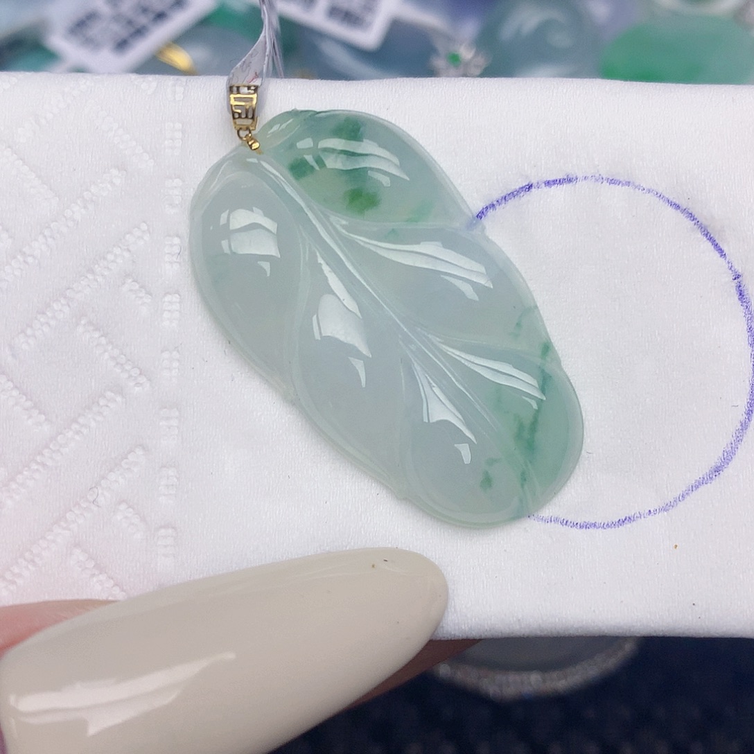 翡翠18K金镶嵌颈饰天然缅甸翡翠a货百元以上9元证书费自理