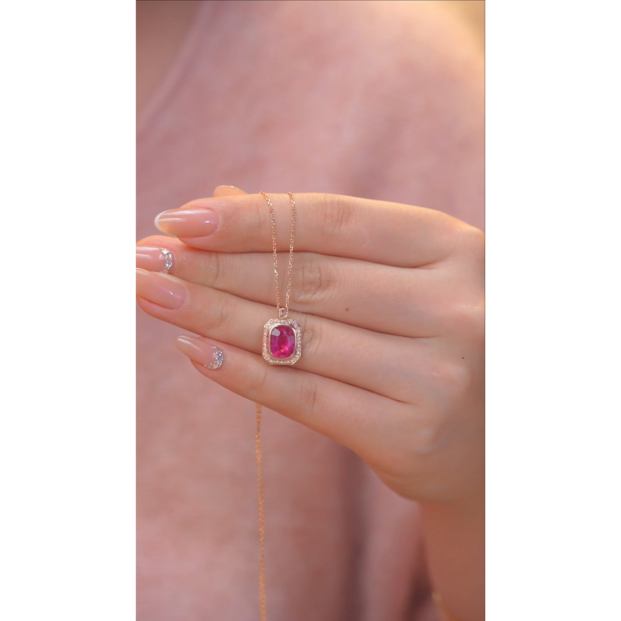 碧玺项链18K金镶嵌多样性发 （1.5ct）@@Q2429