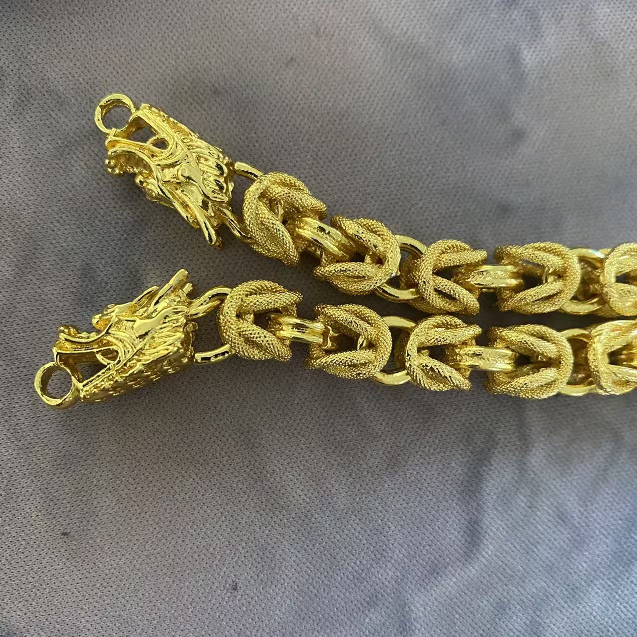 纯箔轻奢龙头龙纹黄项链hr102931