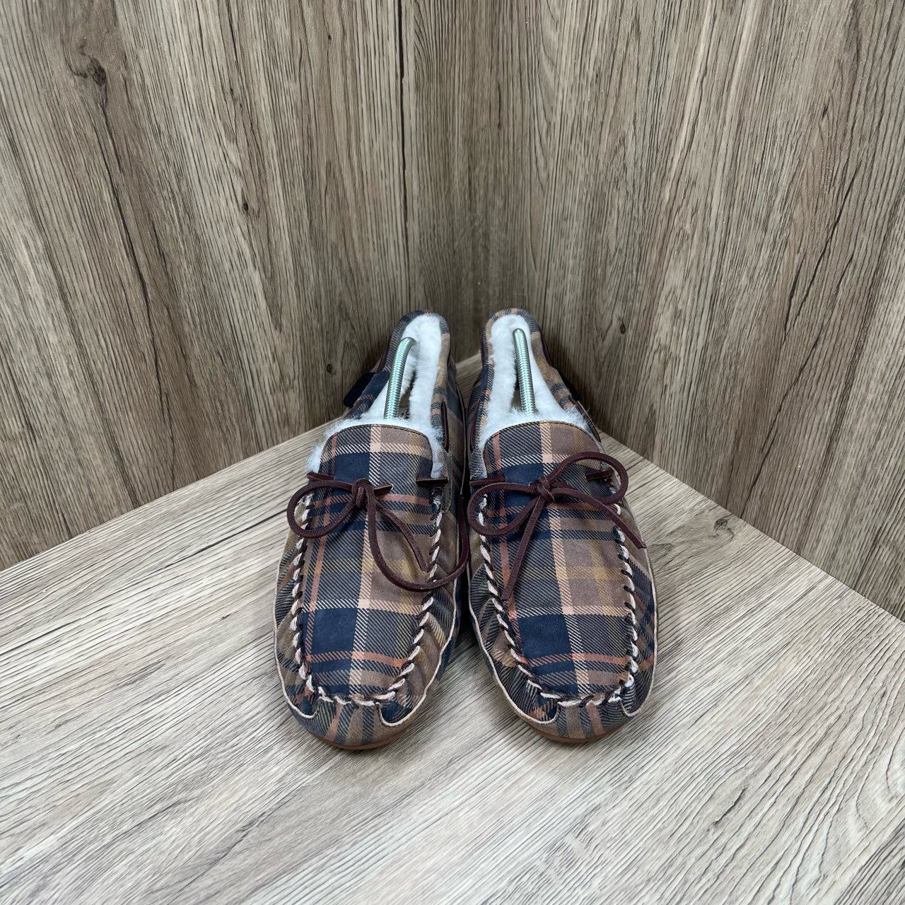 99新 COACH/蔻驰 拼色格纹毛毛乐福豆豆鞋 44.5码/99新/无配件