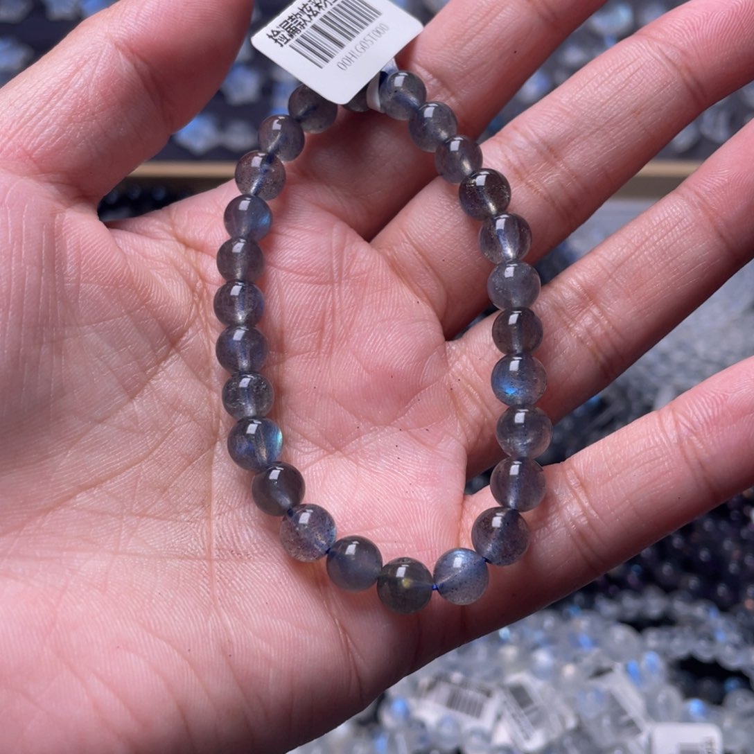 拉长石手链未镶嵌黑体拉长石手链7mm