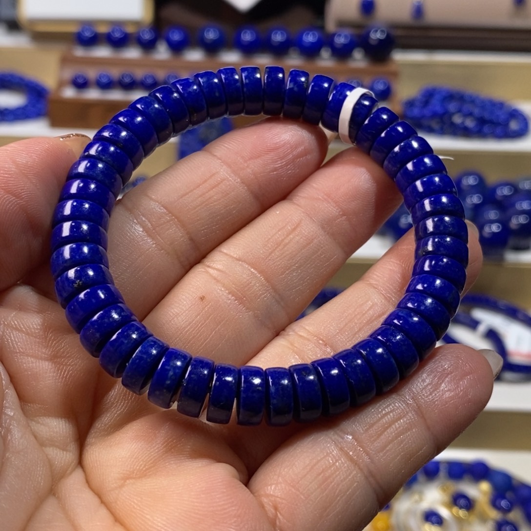 黄***建青金石未镶嵌手串9.1m药片