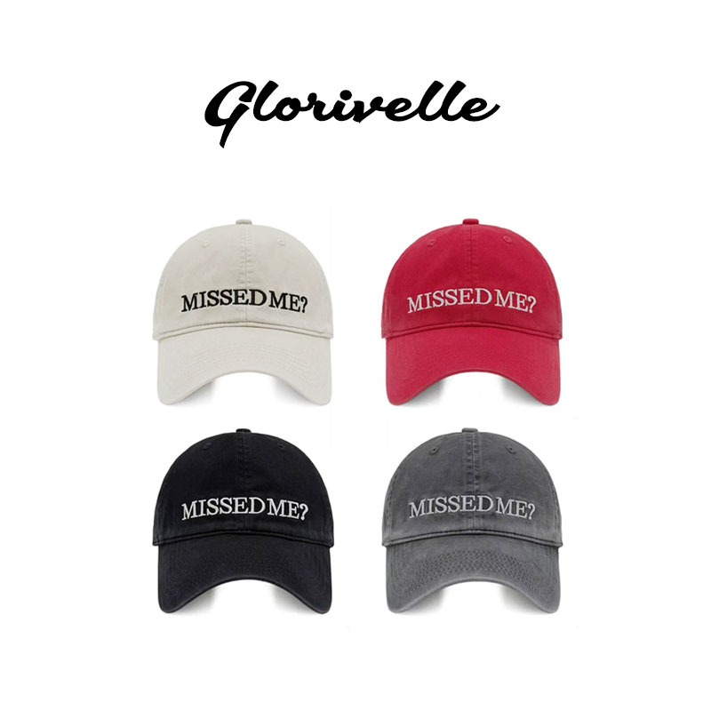 Glorivelle复古水洗刺绣字母软顶棒球帽情侣百搭弯檐鸭舌帽