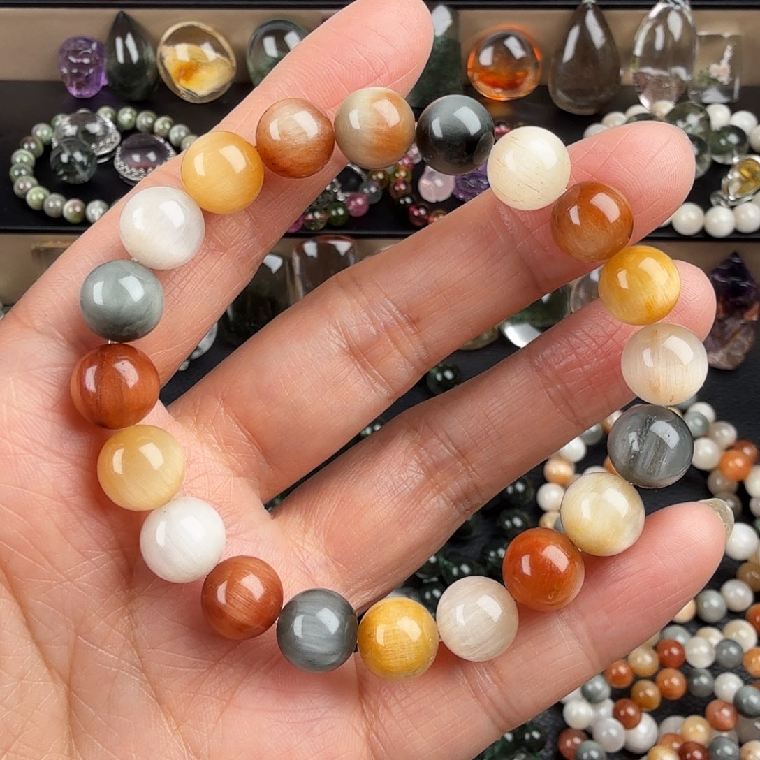 水晶手链未镶嵌天然猫眼满发彩发晶彩兔毛