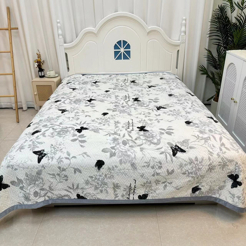 【花影蝴蝶】200X230 牛奶绒加厚双人床盖