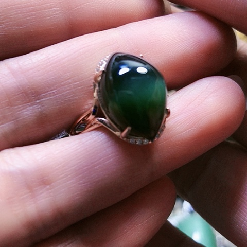 和田玉戒指银S925镶嵌