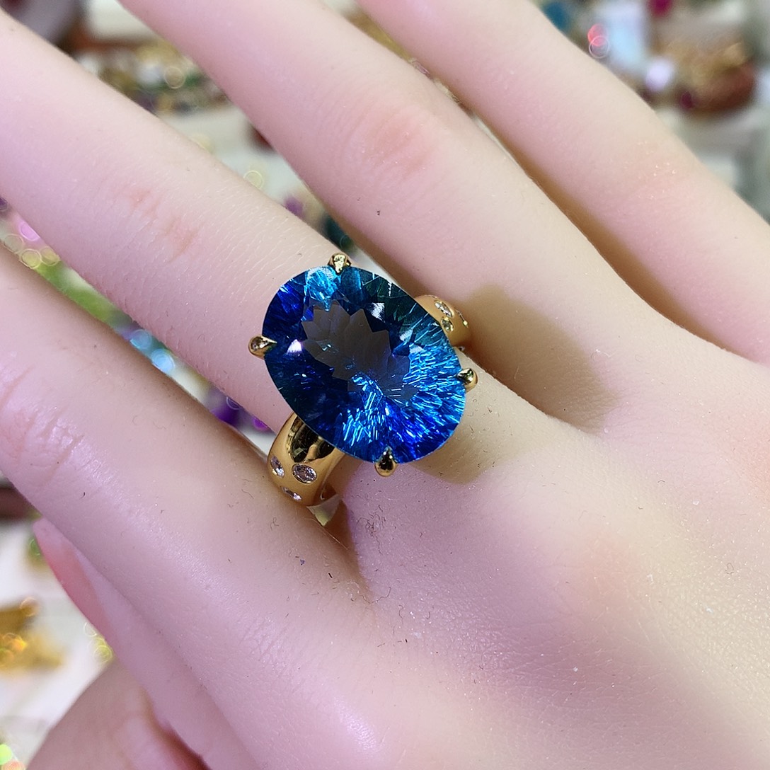 托帕石戒指银S925镶嵌