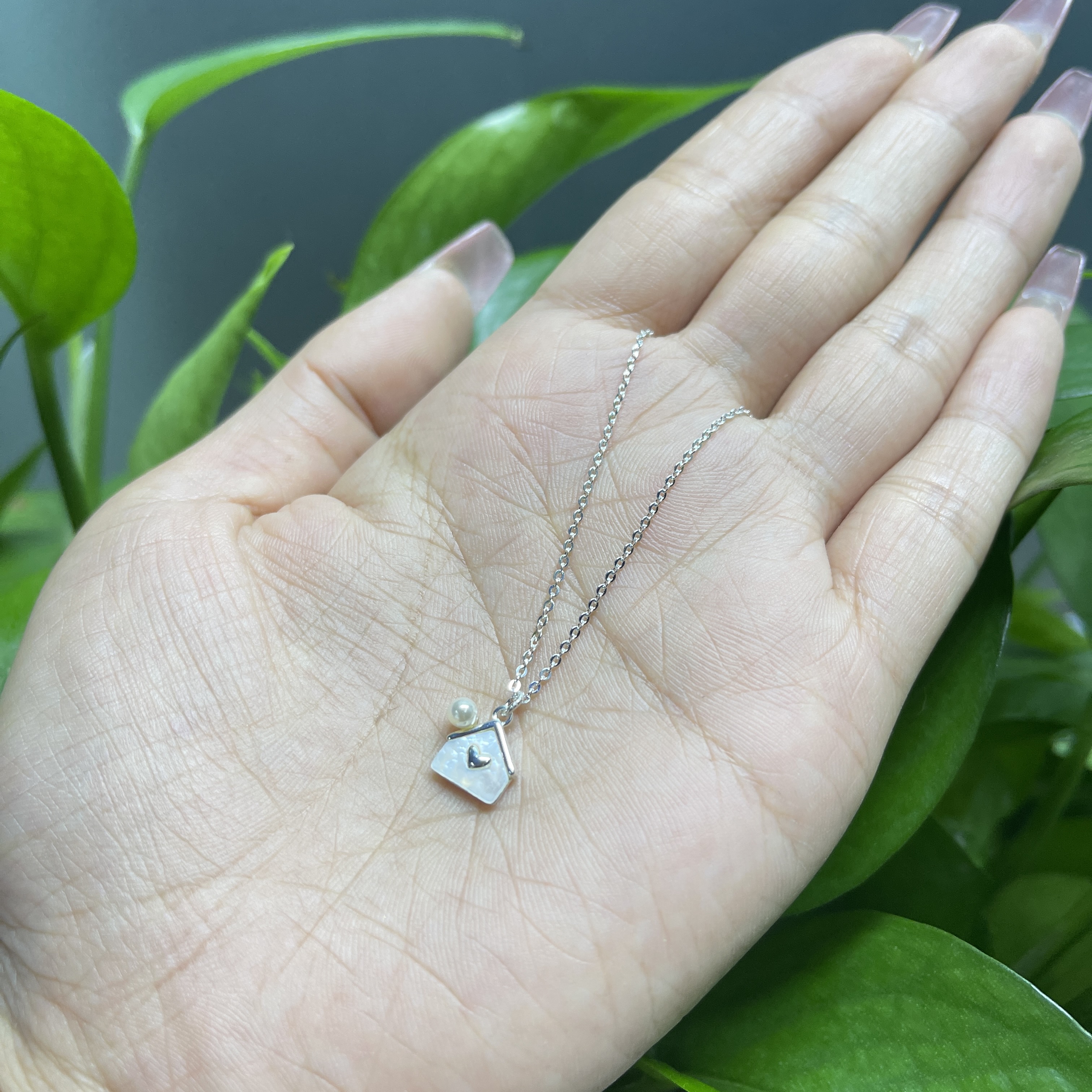 坠链均足银 2404070057 ZJ 女士心房银项链 （多样性发其一）