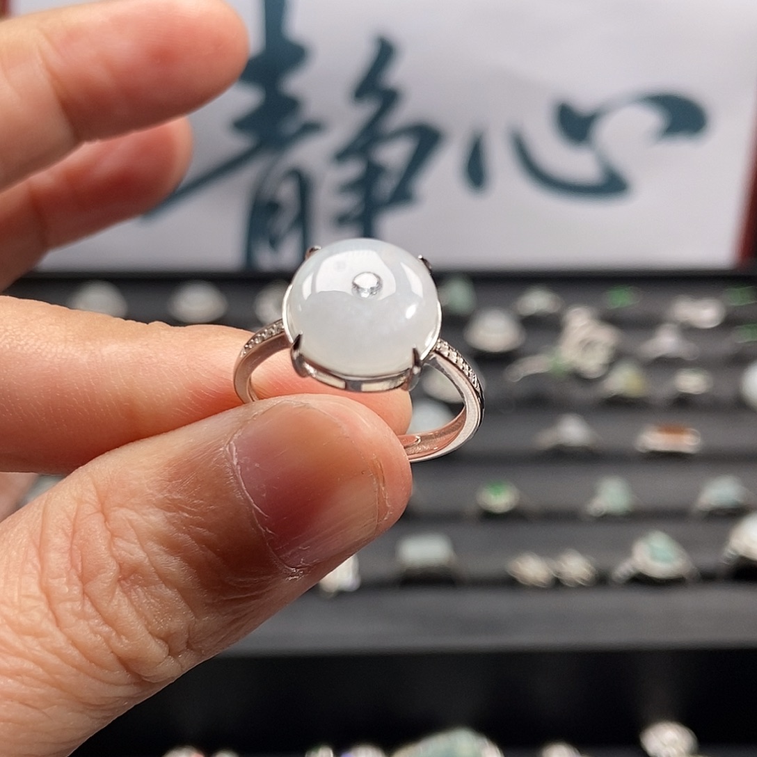 翡翠银S925镶嵌戒指