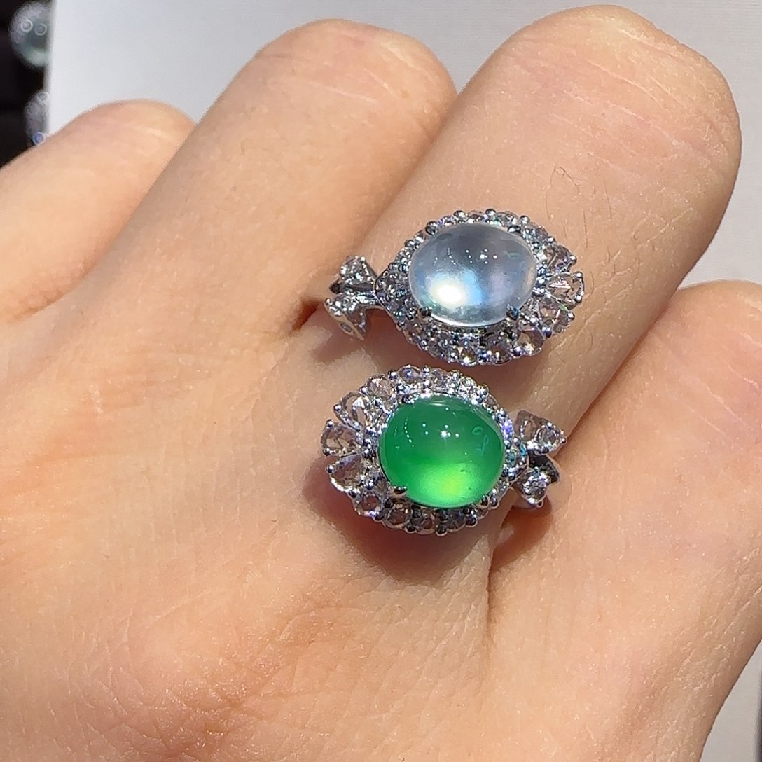 翡翠18K金镶嵌戒指设计款