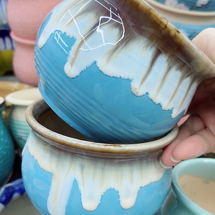 多肉绿植陶瓷花盆9.9包邮，有孔