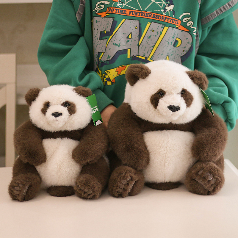 正版仿水貂毛坐姿大尾巴七仔熊猫公仔玩偶毛绒玩具生日礼物可爱萌