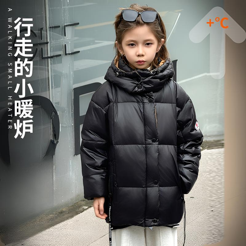 黑色加厚短款儿童羽绒服专为北方过冬设计一件过冬保暖服帅气时尚