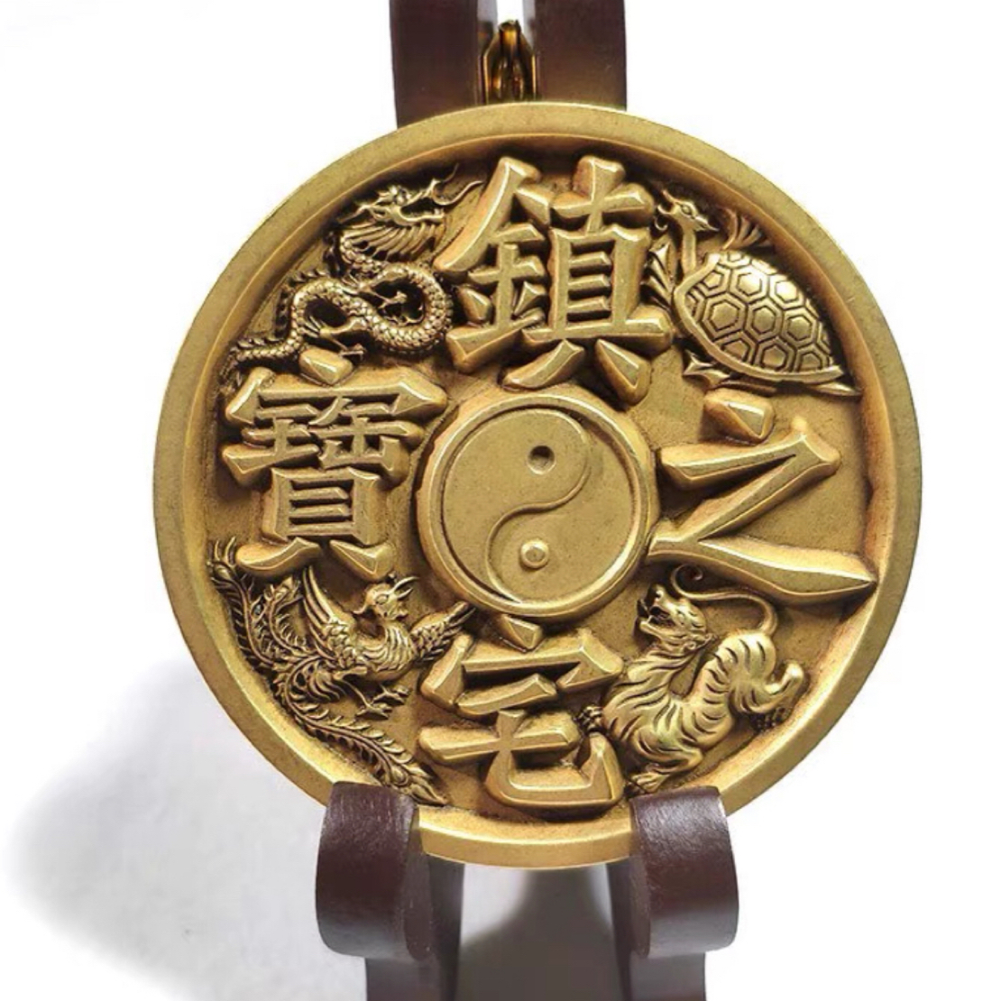 现代工艺品、雕刻太极图精工纯铜装饰摆件、黄铜