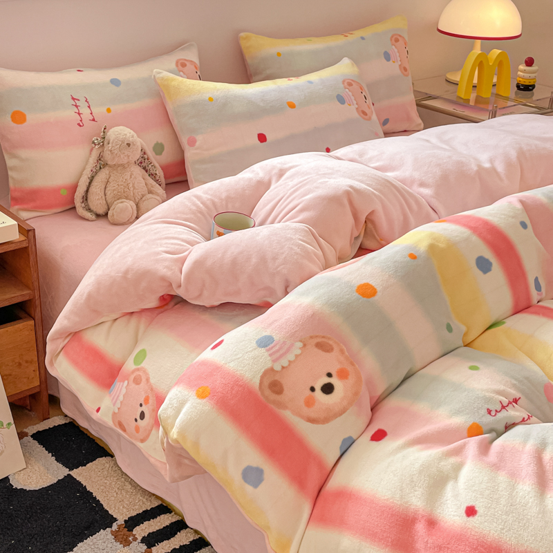 2025新款A类加厚牛奶绒印花四件套