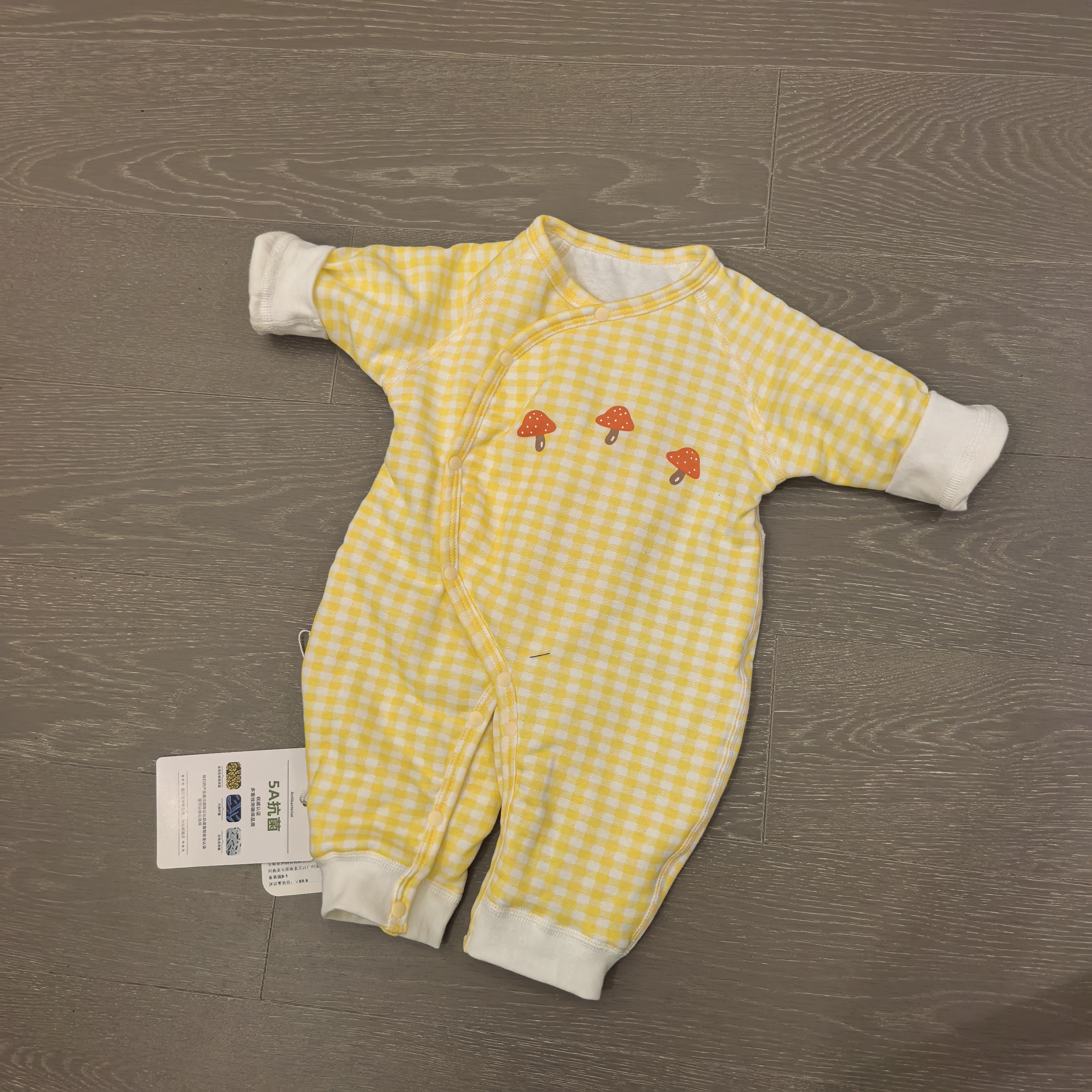 薄棉偏开三个蘑菇婴幼儿连身衣宝宝棉衣哈衣棉服爬爬服春秋