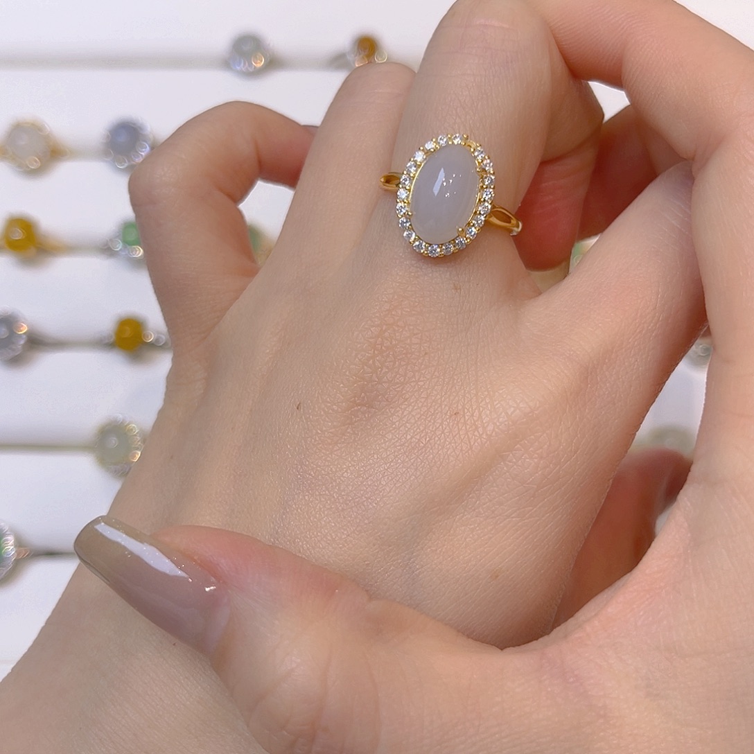 翡翠银S925镶嵌戒指