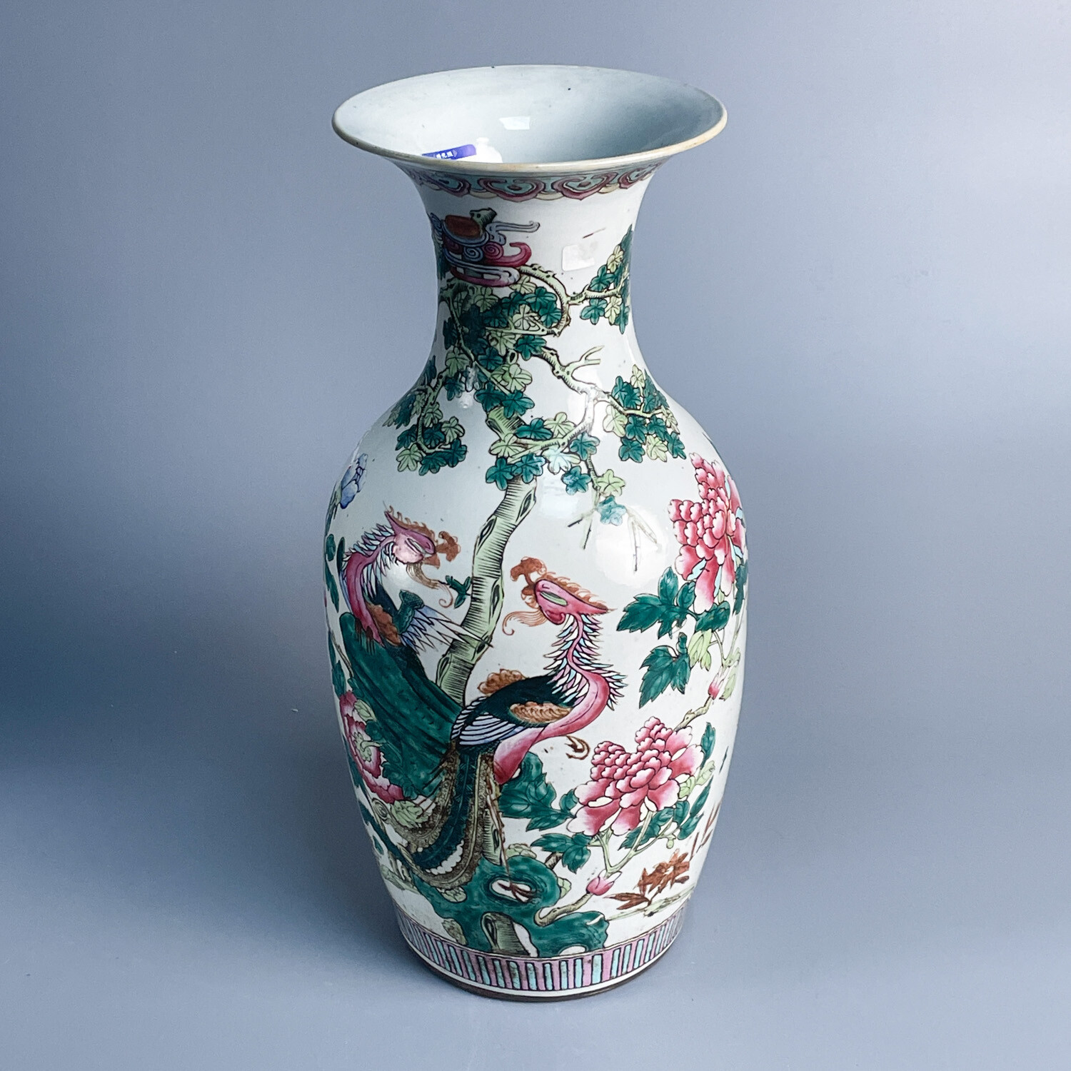 晚清 粉彩双凤洞石牡丹纹瓶-M25KN000818