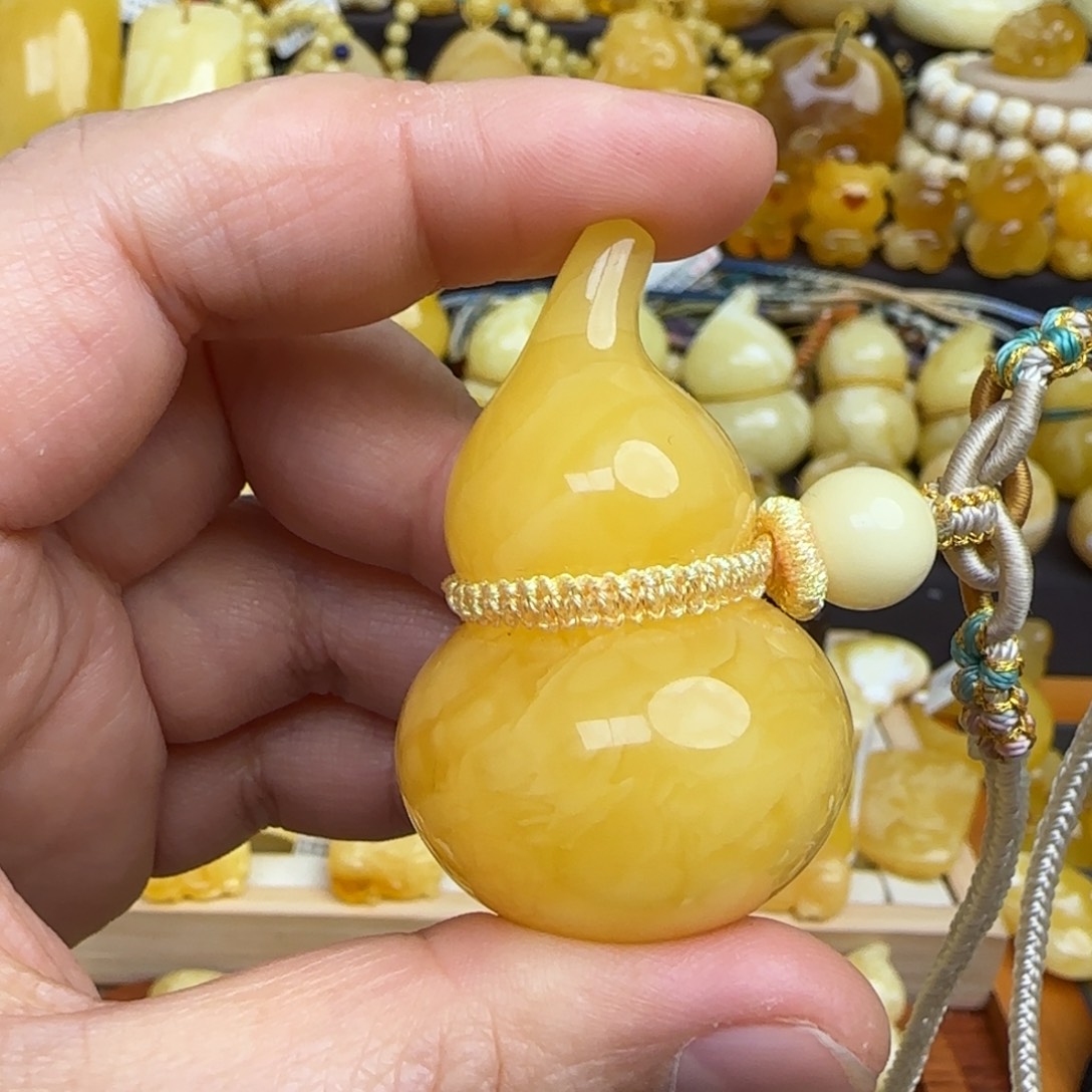 蜜蜡套链未镶嵌天然焦皮料蜜蜡葫芦吊坠