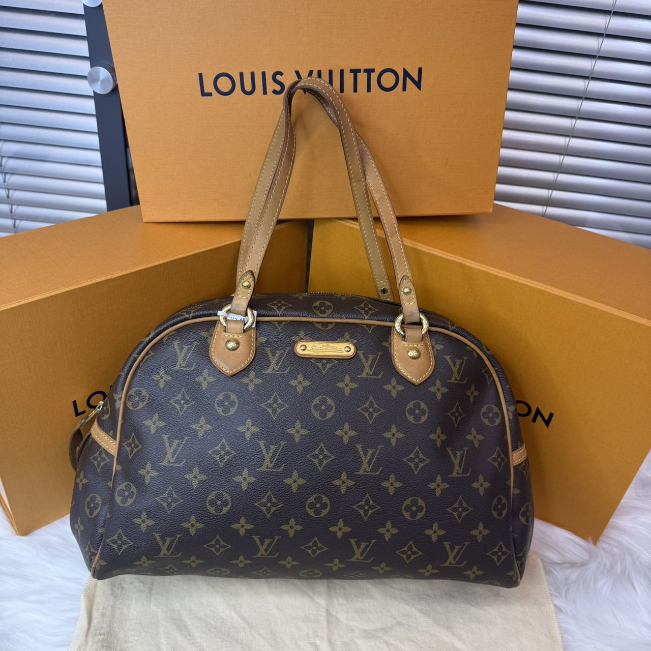 99新 LouisVuitton/路易威登 LV Montorguei保龄球手提包单肩包