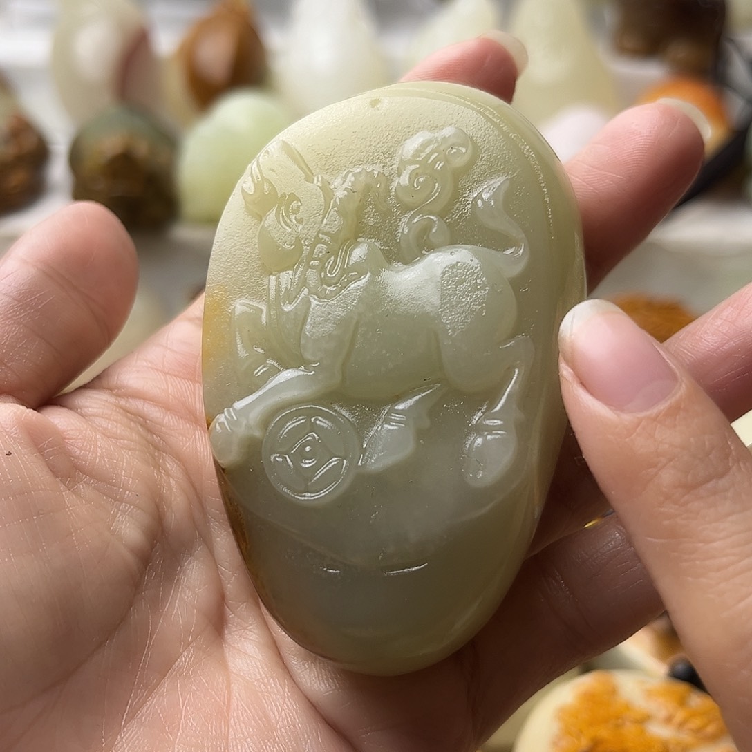 石材方解石手把摆件不退换牛微瑕