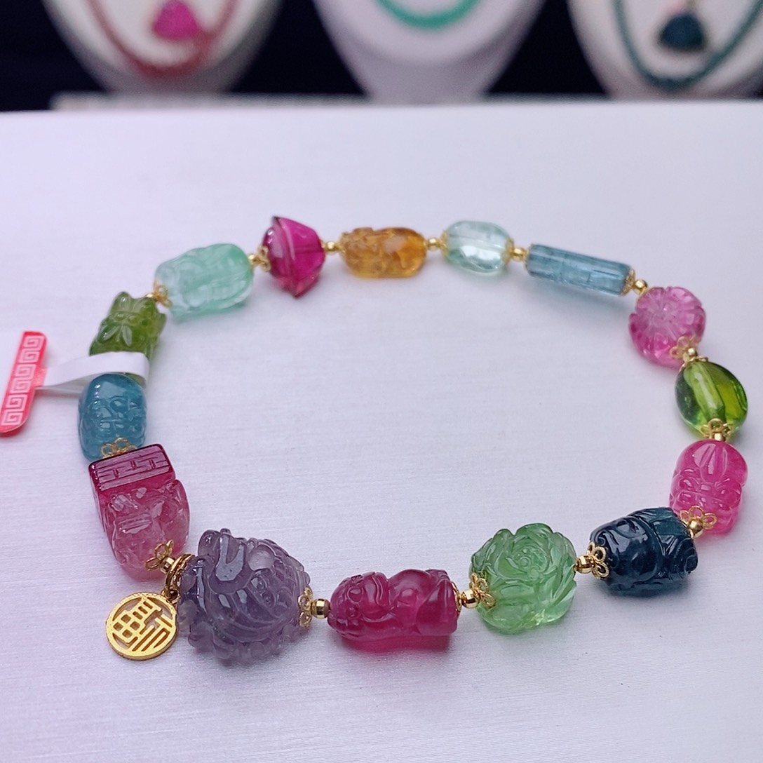 手链18K金镶嵌碧玺碧玺手链