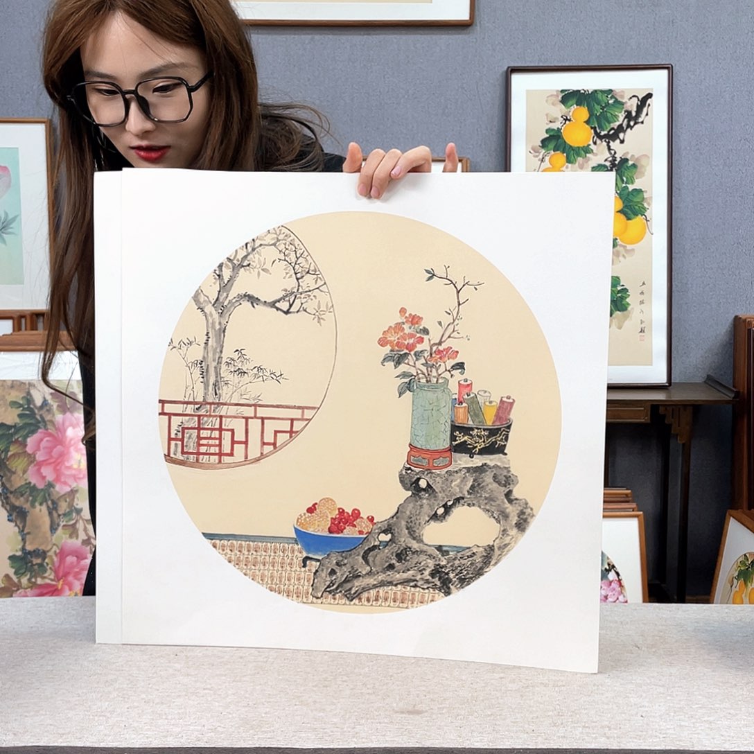 国画手绘带框尺寸：53*53