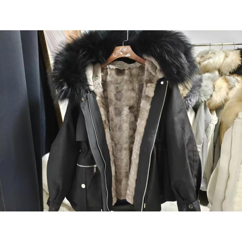 编号501-600号 新款狐狸毛大毛领可拆卸女士派克服连帽百搭时尚