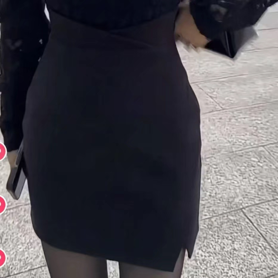 高腰毛尼显瘦裙 665