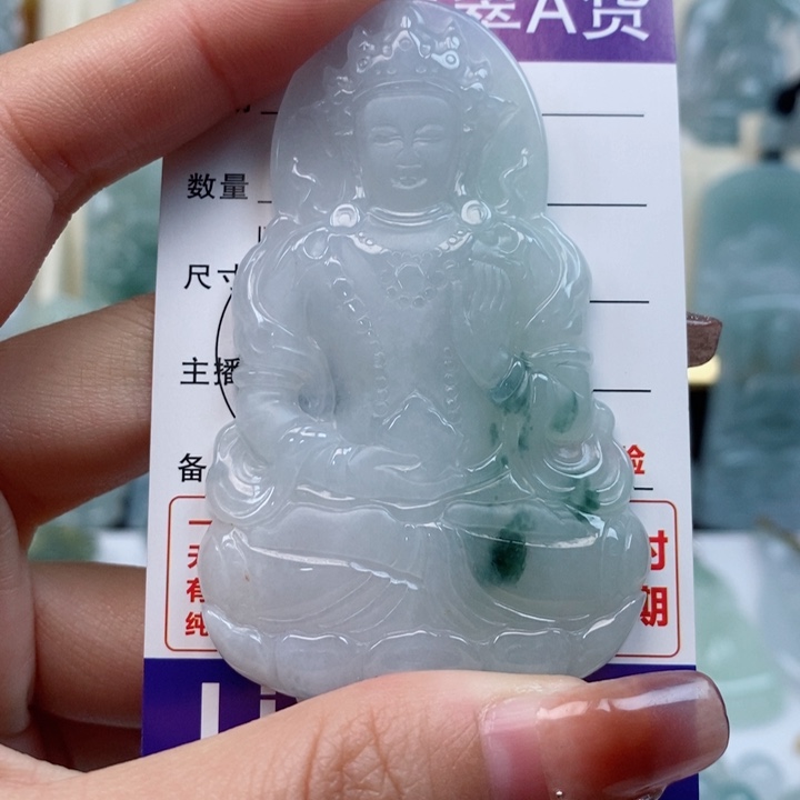 翡翠颈饰未镶嵌度母天然缅甸翡翠