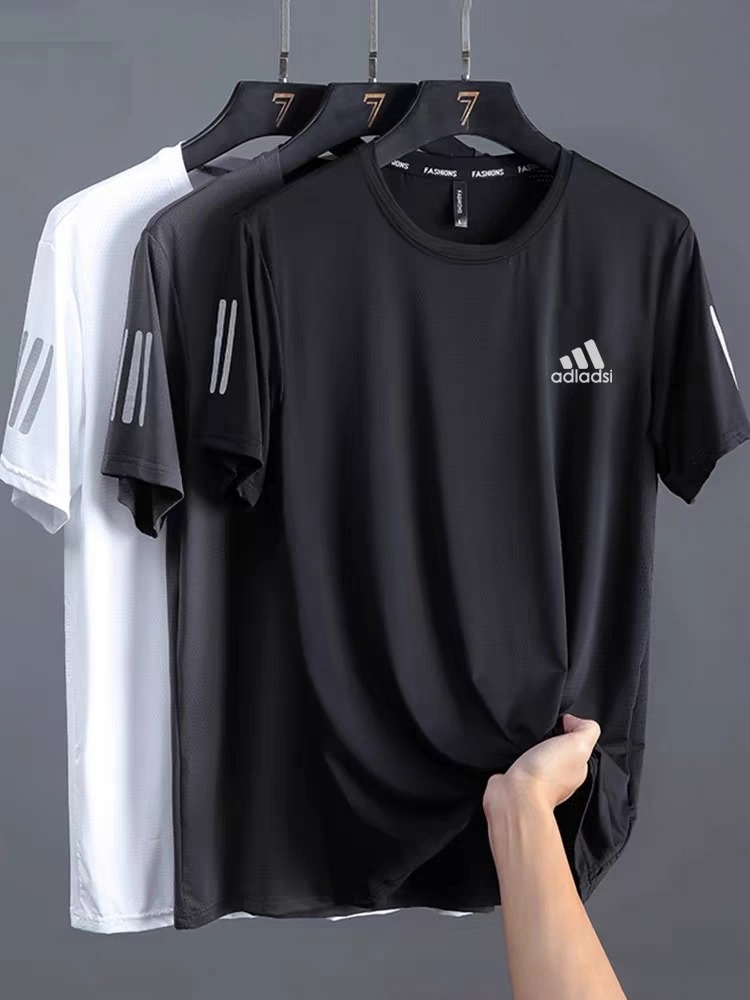 新款阿迪冰丝短袖t恤男夏薄款运动宽松速干衣大码健身跑步体恤