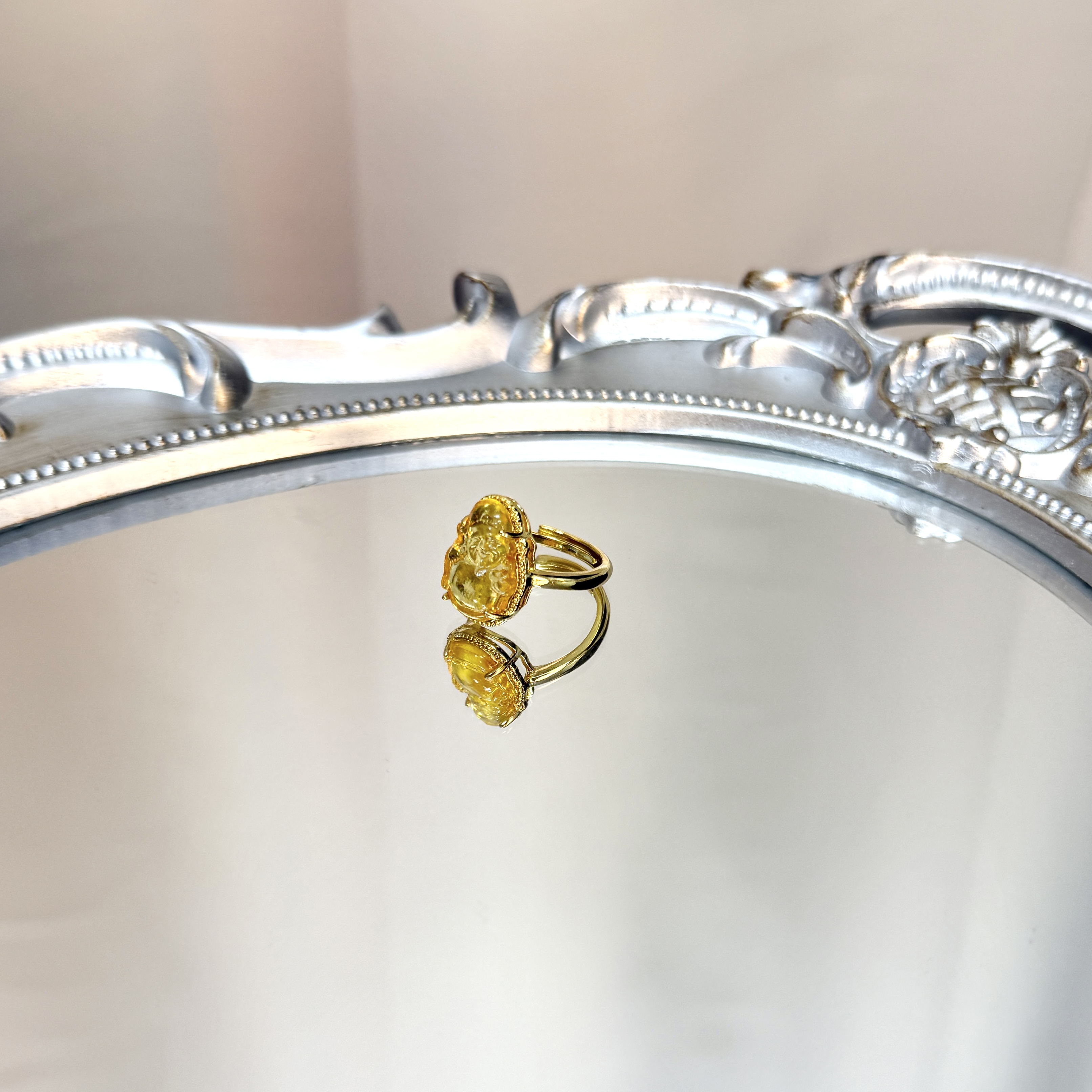 天然大肚佛蜜蜡开口戒指