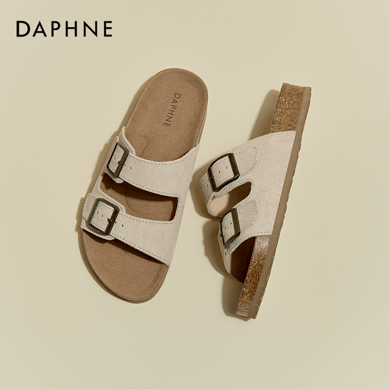 达芙妮复古百搭勃肯凉拖鞋2025春季新款透气防滑沙滩鞋休闲一字拖