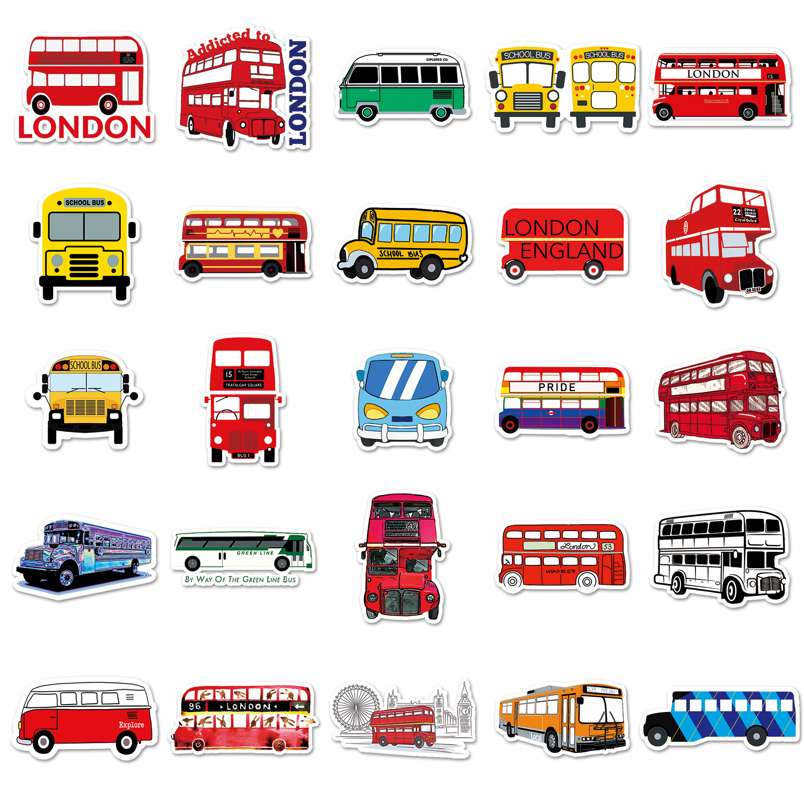 贴纸卡通大巴车贴画水杯交通工具咕50卡套装行李箱汽车张可爱