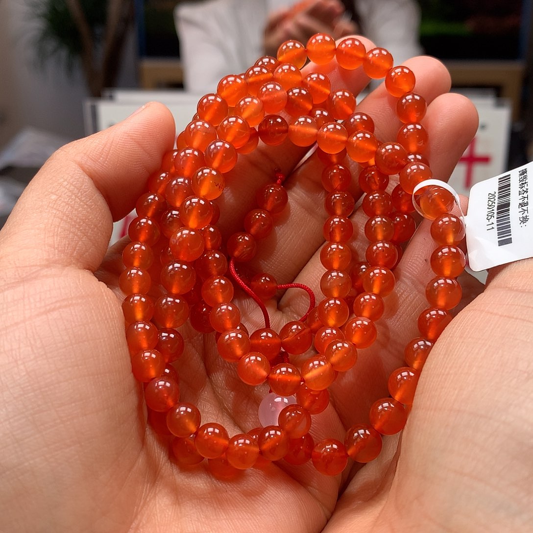 南红玛瑙6mm冰橘多圈108未镶嵌