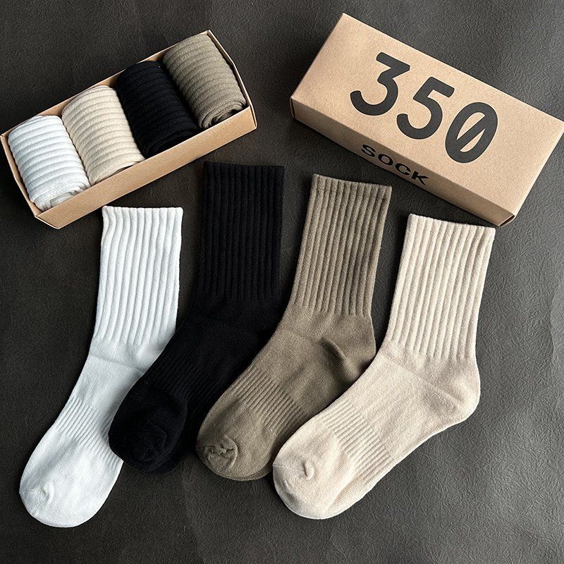【5又又】袜子纯棉男士中筒袜黑白运动长袜ins潮流对袜子对对碰