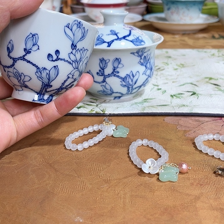 【闪购商品】?****?玉兰花盖碗➕杯哈哈哈哈哈