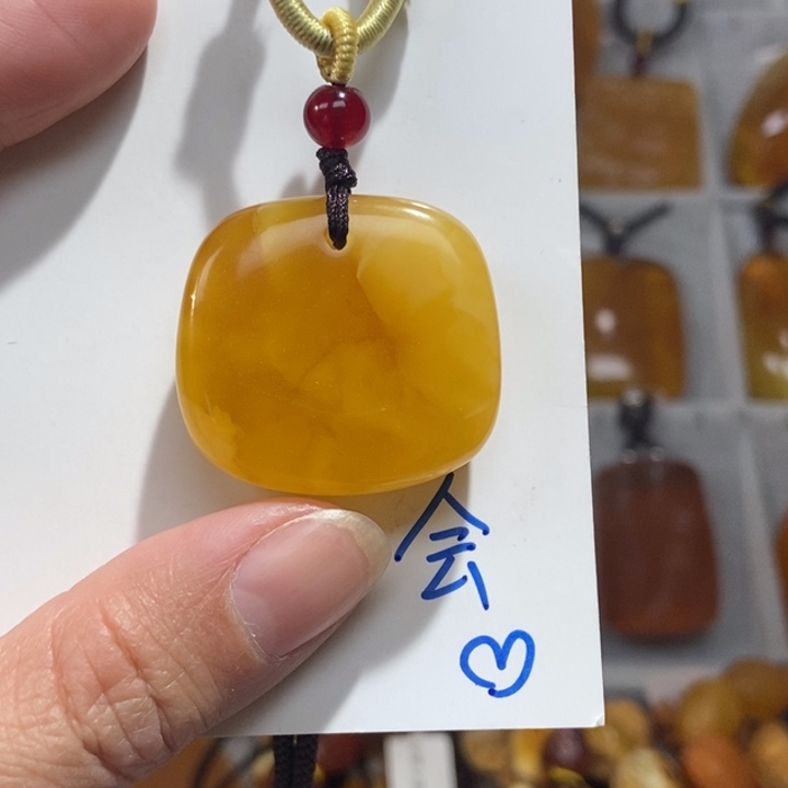 定制琥珀未镶嵌琥珀蜜蜡吊坠项链